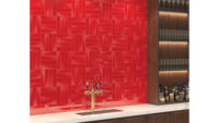 Red bar tile backsplash