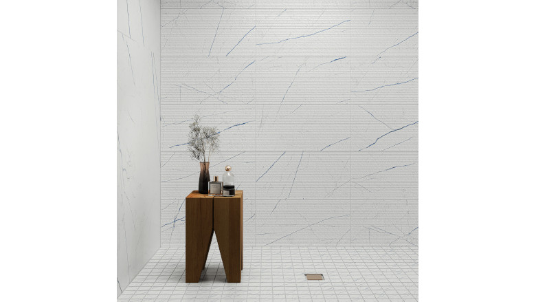 White tile with veins in shower