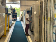 Worker with slabs in Brazilian Stone Factory