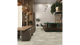 beige floor tile in bar