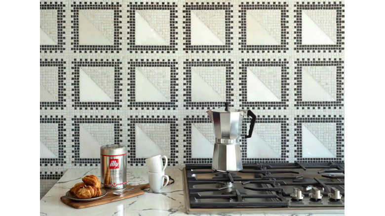 mosaic backsplash behind stove