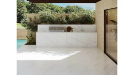 Outdoor white tile with gray veining