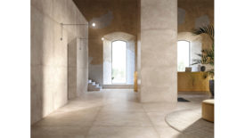 large slab beige tiles