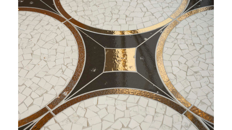 Mosaic in gold, brown and beige 