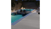 porcelain illuminated tile around pool