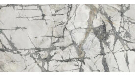 large format white slab with gray veining