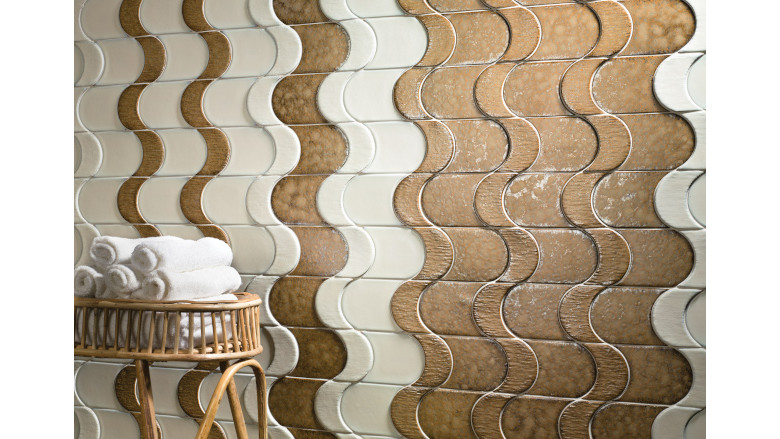 wavy brown and white tile on wall