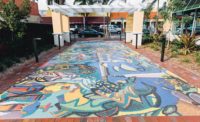Mosaic mural patio outside of TD Bank in Little Havana, FL