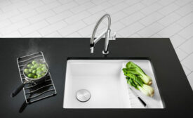 The Blanco Precis medium dingle sink with drainer. 