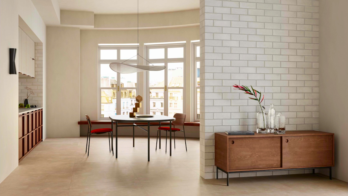 Metropolis by Casalgrande Padana seen in a dining room setting