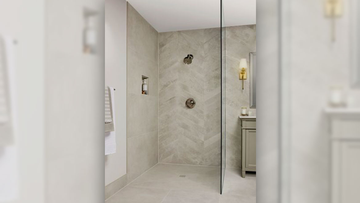 Waterproofing tile installation in shower.